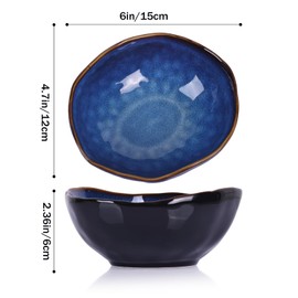 XIYOUQI 6" Blue Ceramic Decorative Bowl, Key Bowl for Entryway Table, Candy Dishes, Salad Bowl, Fruit Bowl for Kitchen Counter, Blue Small Jewelry Trinket Dish for Bedroom, Bedside Table, Living Room
