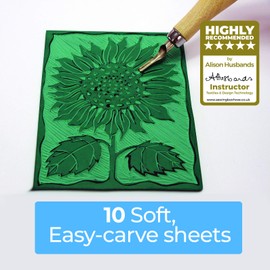 Lino Sheets - Lino Printing Block Sheets - by Zieler® - Double-Sided, Easy-Carve Soft Lino Block A6 (150x100x3mm) Sheets. Ideal for School or Home - (Pack of 10)