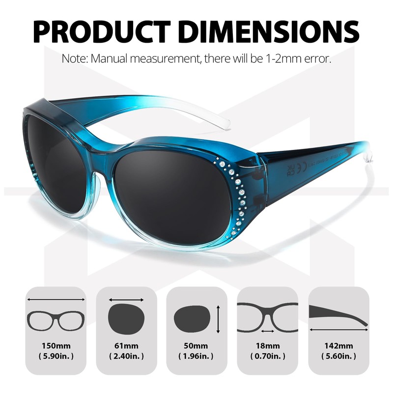 Myiaur Pack of 2 Polarised Sunglasses for Glasses Wearers Women