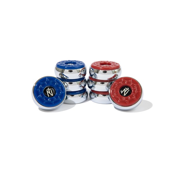 TRUE NORTH Shuffleboard Pucks, 2-1/8'' (53mm), Set of 8 Blue/Red.