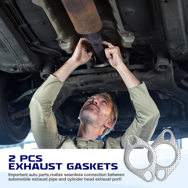 JUSTTOP 2PCS Car Exhaust Gasket,Ultra Seal 2-Bolt 2.5" Reinforced High