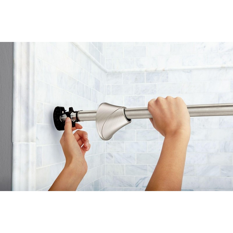 Moen Curved Adjustable Spring Tension No Drill Shower Curtain Rod