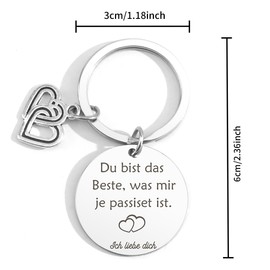 Gift for Him Her Gifts for Couples Valentine's Day Keyring Heart Anniversary Gift for Him Her Partner Gifts Gift for Boyfriend Couple Gifts for Women Men - I Love You, Du Bist das Beste, Was Mir Je