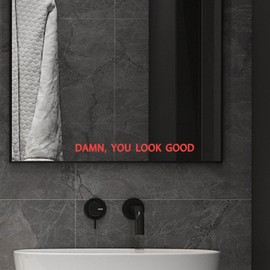 ZLKAPT You Look Good Mirror and Wall Affirmation Vinyl Decal -1x10Inches - Boho Wall Art Sticker for Self-Confidence and Fun Mirror Decor (Orange)