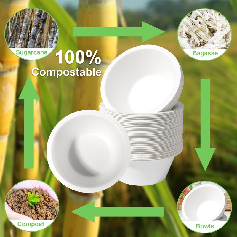 GREENESAGE 125 Pack Paper Bowls Disposable Bowls 9oz - Eco-Friendly,