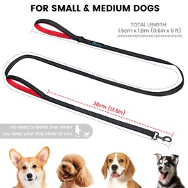 PuppyDoggy Dog Leash for Small to Medium Dogs 6 ft x 0.6" with 3 Reflective Stitching and 2 Traffic Padded Handles Dog Lead/Rope, Pet Leash for Running Walking Training (Pink 1 Pack - 6 ft x 0.6 in)