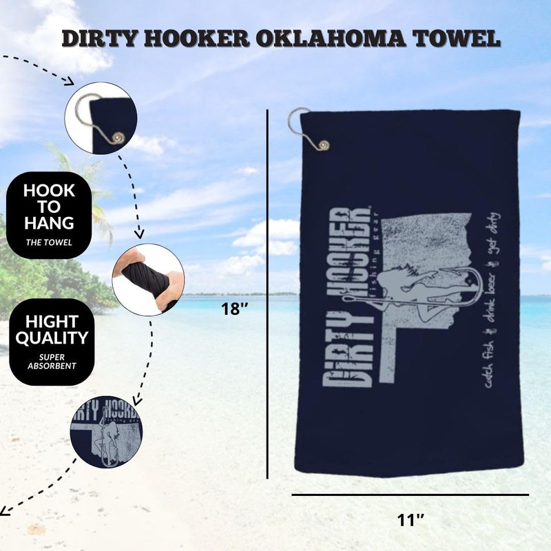 Dirty Hooker Fishing Gear Oklahoma Logo Beach Towel, Pool Towels
