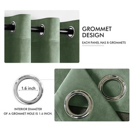 MIULEE Velvet Curtains Sage Green Elegant Grommet Curtains Thermal Insulated Soundproof Room Darkening Curtains/Drapes for Classical Living Room Bedroom Decor 52 x 63 Inch Set of 2