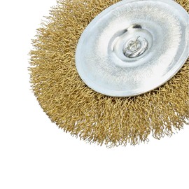 Brass Wire Disc Brush Wire Brush Diameter 100 mm Steel Wire Brass-Plated Corrugated Brass Brush Grinding Attachment for Drill Accessories ≤ 4500 RPM Removal of Paints Paints Rust Corrosion Deburring
