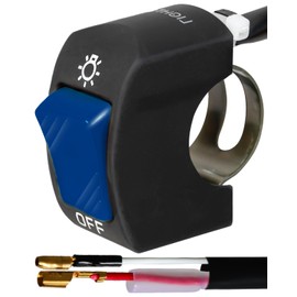 Belinous 7/8" Handlebar Switch for Motorcycle, ATV, etc, Waterproof Motorcycle Toggle Switch for Lights, Easy-to-Mount On-Off Switch (Blue Push Button)