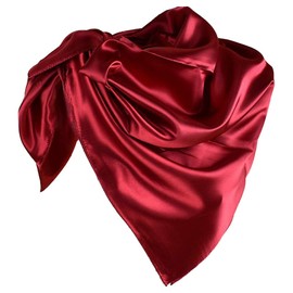 YOFASEN Hijab Headscarf for Women - 1 Piece Plain Satin Muslim Islamic Headwear Women Face Veil Scarf Turban 90 x 90 cm, deep red