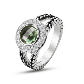 JadeAngel Designer Inspired Twisted Cable Statement Rings for Women Fashion Jewelry Green 8 MM CZ Split Shank Cable Ring Gift (7)