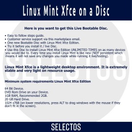 SELECTOS Linux Mint 21.1 Vera Xfce Edition Live CD Bootable DISC Linux OS x86 64bit