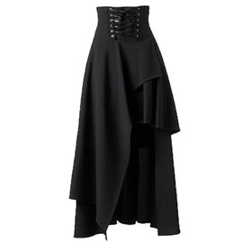 Sorrica Women's Victorian Lolita Skirt Steampunk Vintage Style Skirt, Black, Large