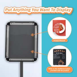 Newzueby Adjustable Pedestal Floor Stand Sign Holder for 8.5 x 11 inches Poster, Snap open frame, Outdoor Indoor Standing Display Sign Holders. (2 Pack)