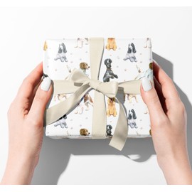 Dog Cocker and Springer Spaniel Recycled and Recyclable Gift Wrapping - 2 sheets and 2 strung tags - Birthday - Christmas - Him - Her