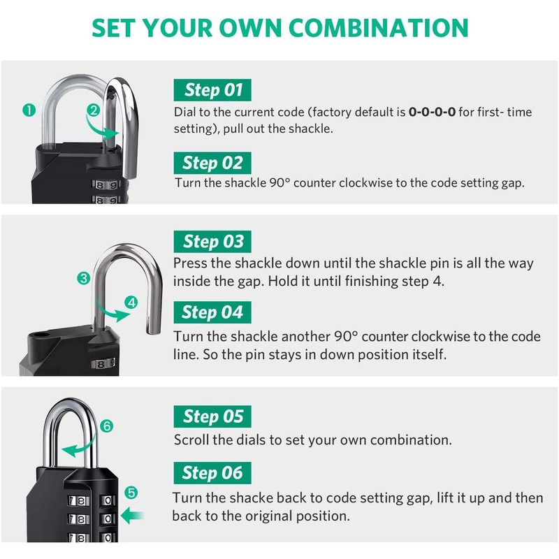 Combination Lock Resettable 4 Digit Padlock with Combination, AIHYTU Waterproof