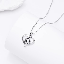 HANRESHE Boys' Soccer Necklaces for Boys and Girls Stainless Steel Football Pendant Sports Fashion Jewelry Gift for Young Soccer Fans