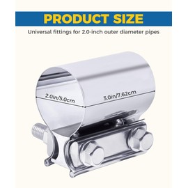 iolory Car Exhaust Pipe,Muffler Repair Kit,Car Accessories,Butt Joint Band Exhaust Clamps Stainless Steel,Muffler Clamp Lap Joint Exhaust Band Clamp,Suitable for Most Cars,Trucks,Vans,SUVs (2 Inch)