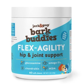 Jack&Pup Glucosamine for Dogs Hip and Joint Supplement (Dogs Up To 39 lbs) Flex-Agility Bark Buddies, Dog Arthritis Supplement, Hip and Joint Supplement Dogs - Dog Joint Chews, Glucosamine Dogs (60ct)