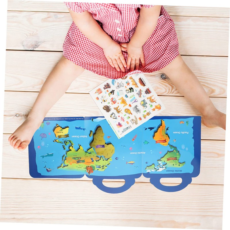 Kisangel Sticker Books Reusable Map Sticker Playthings for Fun Educational