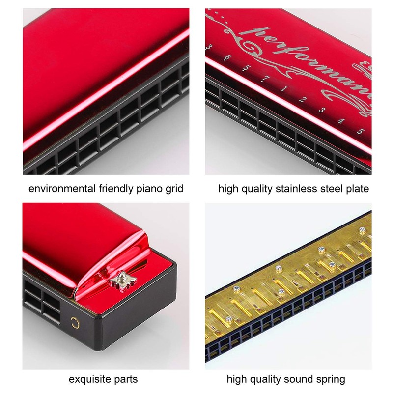 Harmonica Professional C Major Blues Harmonica Diatonic 24-Hole with Case