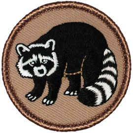 Black & White Raccoon Patrol Patch - 2" Diameter Round Embroidered Patch (Hook Fastener)