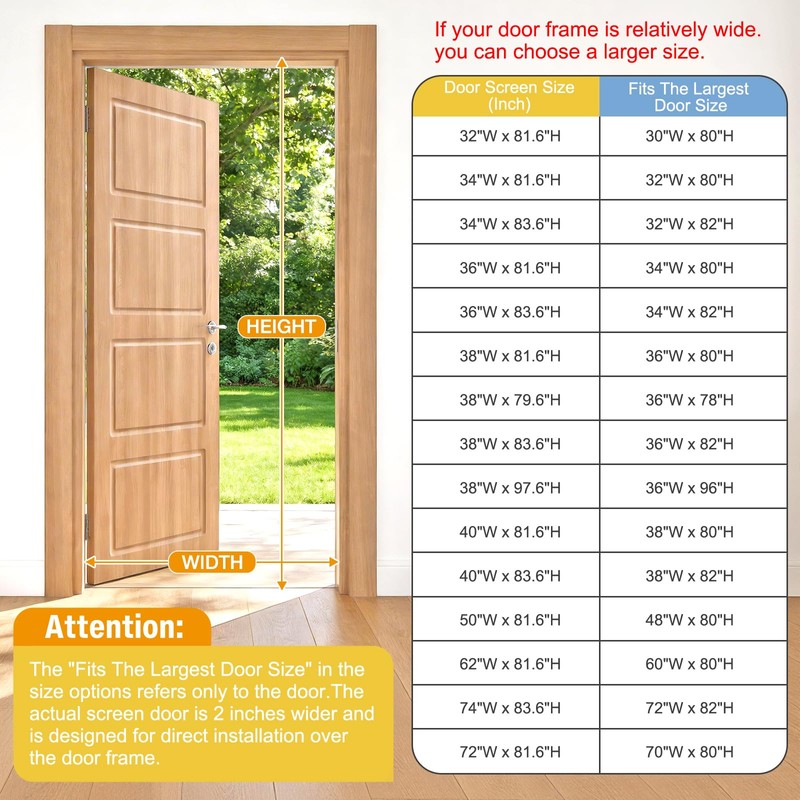 CHIYUNS White Reversible Left Right Side Opening Screen Door, Mesh