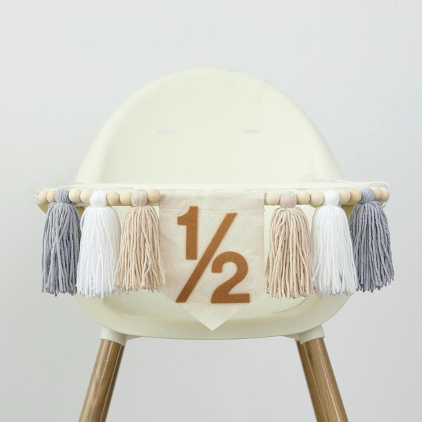 Ereniko Blue Tassels 1/2 Birthday Banner Half Way To One