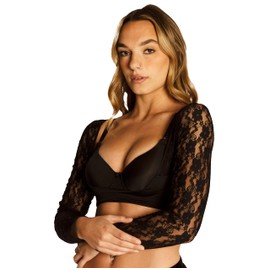 ENVY BODY SHOP Lace Sleecrets Add Sleeves to Any Dress or Top (US, Alpha, 3X, Regular, Regular, Black)