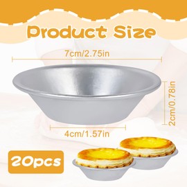 WUERKIYA 20 Pcs Yorkshire Pudding Tray, Mini Muffin Tray, Aluminium Egg Tart Mould, Baking Moulds Mini Pie Dishes, Non-Stick Mini Baking Pudding Tins Set, for Egg Tart Baking Tray Cupcake Cup DIY
