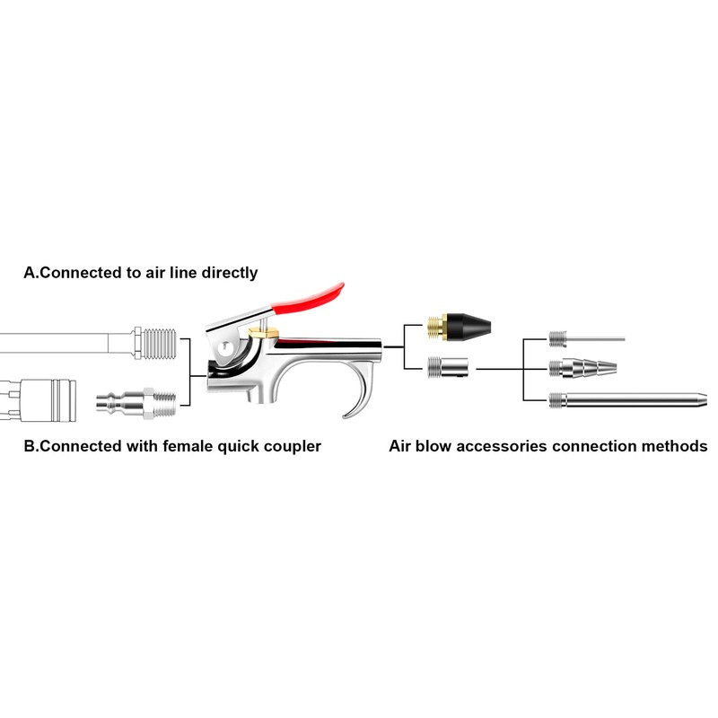9 Pcs 2-Way Connection Air Nozzle Blow Gun Sets, Air