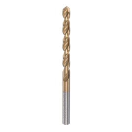 sourcing map Twist Drill Bit 5.1mm Titanium Coated (HSS-E) M42 High Speed Steel 8% Cobalt Straight Shank for Stainless Steel Aluminum Alloy Metal
