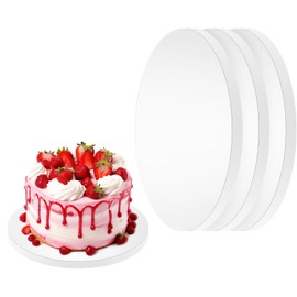 HKACSTHI 4 Pieces Cake Boards 10 Inch 12 Inch 14 Inch Round 1/2 Inch Thick White Cardboard Cake Drums Baking Supplies for Multi Tiered Birthday Wedding Party Cakes Base para Pastel