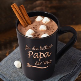 Joymaking Kaffeetasse Geschenke für Papa Vatertag Geschenk Geburtstagsgeschenk Beste Papa der Welt Tasse Geschenk zum Vatertag Weihnachten für Papa, Schwarz 400ml
