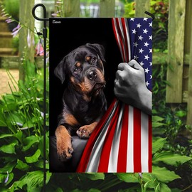 FLAGWIX American Flag - Rottweiler Dog Lover American US Flag, 4th of July Decorations for Inside, Outside, Garden Flag (11.5" x 17.5") - USA Flags Premium Polyester, Decorative Indoor Outdoor Flag