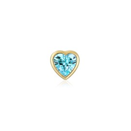 Bling Jewelry Aqua Blue Cubic Zirconia Helix Cartilage Ear Lobe Piercing Daith Heart CZ 1 Piece Stud Earring For Women Teen Real Gold Screw Back