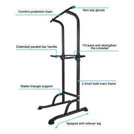 WKKEOM Power Tower Pull Up Dip Station Assistive Trainer Height Adjustable Multi-Function for Home Gym Strength Training Fitness Equipment