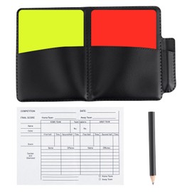 Gosknor Soccer Referee Card Set, 2pcs Warning Referee Red and Yellow Cards with Leather Case Recording Papers Pencil for Volleyball Football Baseball Rugby Ideal Coaches Accessories Kit