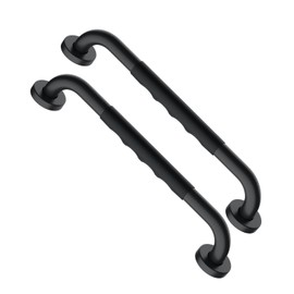 16 Inch Black Shower Grab Bar w/Anti Slip Rubber Grip, Munzong 2 Pack Stainless Steel Bathroom Grab Bar, Bathroom Balance Bar,Safety Handrail Support,Handicap Injury Elderly Senior Assist Bath Handle