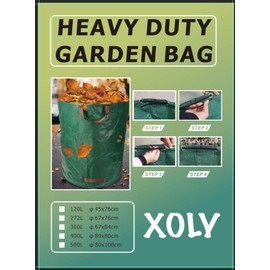 Heavy Duty Garden Waste Bags By XOLY - 400 Litre - Industrial Fabric and Handles - Shower Proof- Green/Garden Waste Sacks, Reusable