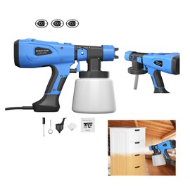 Paint Sprayer for Painting Furniture, Electric Powerful 600W Paint Spray Gun Adjustable Flow Control, Power Painter Can be Seperated, 3 Nozzles, 1000 ML Detachable Container