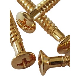 4 Pack Gold Finish Guitar Neckplate Screws Long 1-3/4 inch X #8