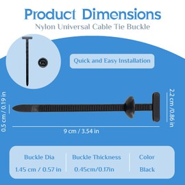 200PCS Nylon Universal Cable Tie Buckle, Duty Self-Locking Nylon Zipper Clips Multipurpose Cable Tie Buckle Fasteners Car Body