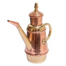ikasus Olive Oil Dispenser Bottle, Retro Classic European Handmade Copper Oil Pot, Drip Free/Everyday-use Oil Vinegar Cruet, for Kitchen Restaurant Pizza Shop and Bakery, Gold, 450ML