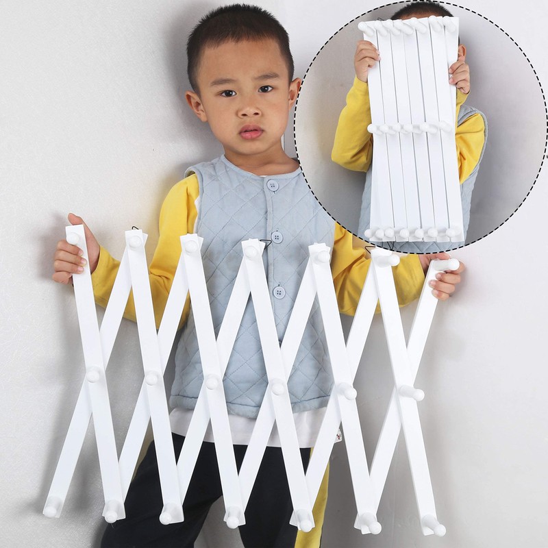 WEBI Accordion Wall Hanger,Wooden Expandable Coat Rack Wall Mounted,Accordion Hat