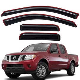 Lightronic Extra Durable Clip-on in-Channel Auto Vent Window Visor, Fits 2005-2020 Nissan Frontier Crew Cab, UV Protection Rain Guard, Original Wind Deflector, No-Drill Install, Dark Smoke, 4-Pcs
