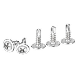 DTGN #8x1/2 Sheet Metal Screws - 100 Pack - for Wood, Furniture - Carbon Steel Phillips Round Head Washer Drill Tail Self Tapping Screws - Silver