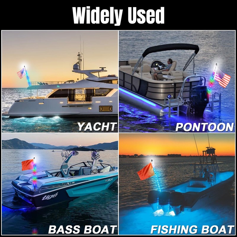AddSafety 3FT Nav Lights for Boat, Plug-in Base Chasing Color