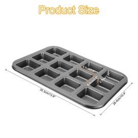 sourcing map Square Muffins Pan 12-Cup Grey Nonstick Square Cupcake Pan Metal Baking Molds Pan All Edges Cupcake Pan for Oven Baking, Cornbread, Cupcakes, Cookie, Bread